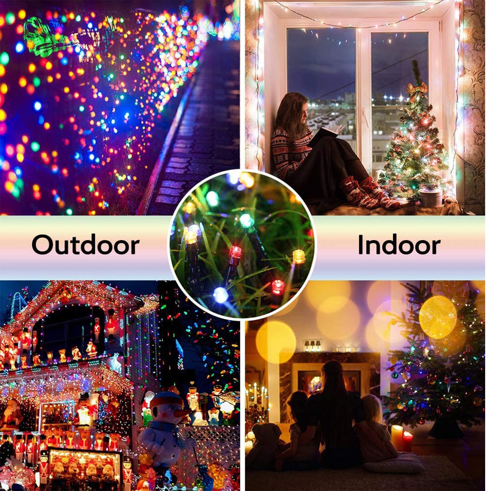 Moxled Luci Albero di Natale Colorata, Catena luminosa 35M 350 LED, Luci di Natale con 8 Modalità, Funzione Timer e Memoria, Collegabile, Luci Natalizie da Esterno ed Interno, Cavo verde scuro