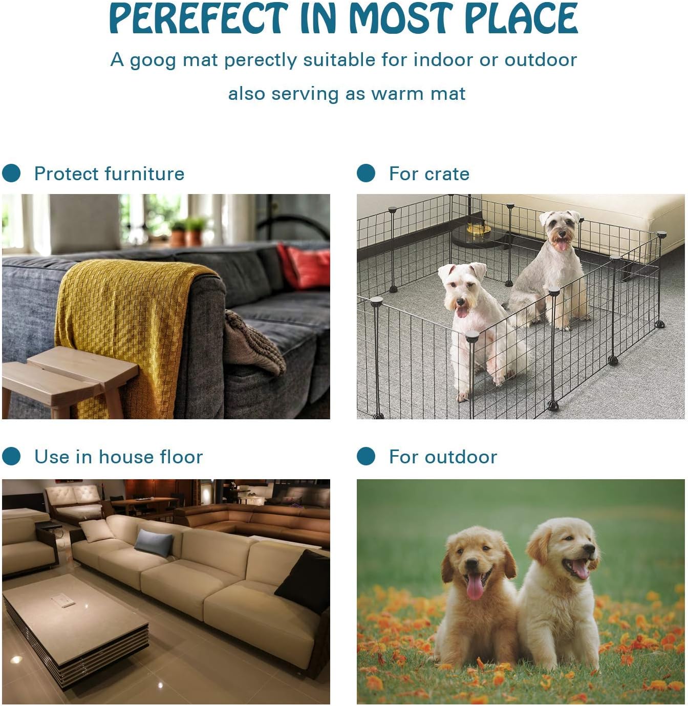 Allisandro Water-Proof Dog Bed, Washable Mat Crate Pad, Durable Pet Beds Soft Dog Mattress, Anti-Slip Kennel Pads for Dogs, Cats and Small Animal, Grey (31.4 x 23.6) : Pet Supplies