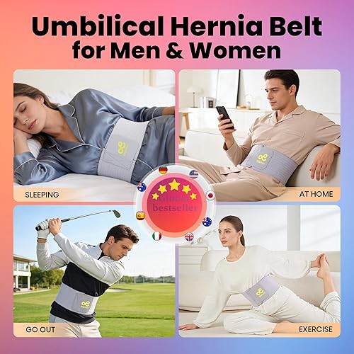 Miniatura 8 de Cinturón de hernia umbilical para hombres y mujeres, soporte ajustable con almohadillas de compresión para hernias navales, ventrales, incisionales