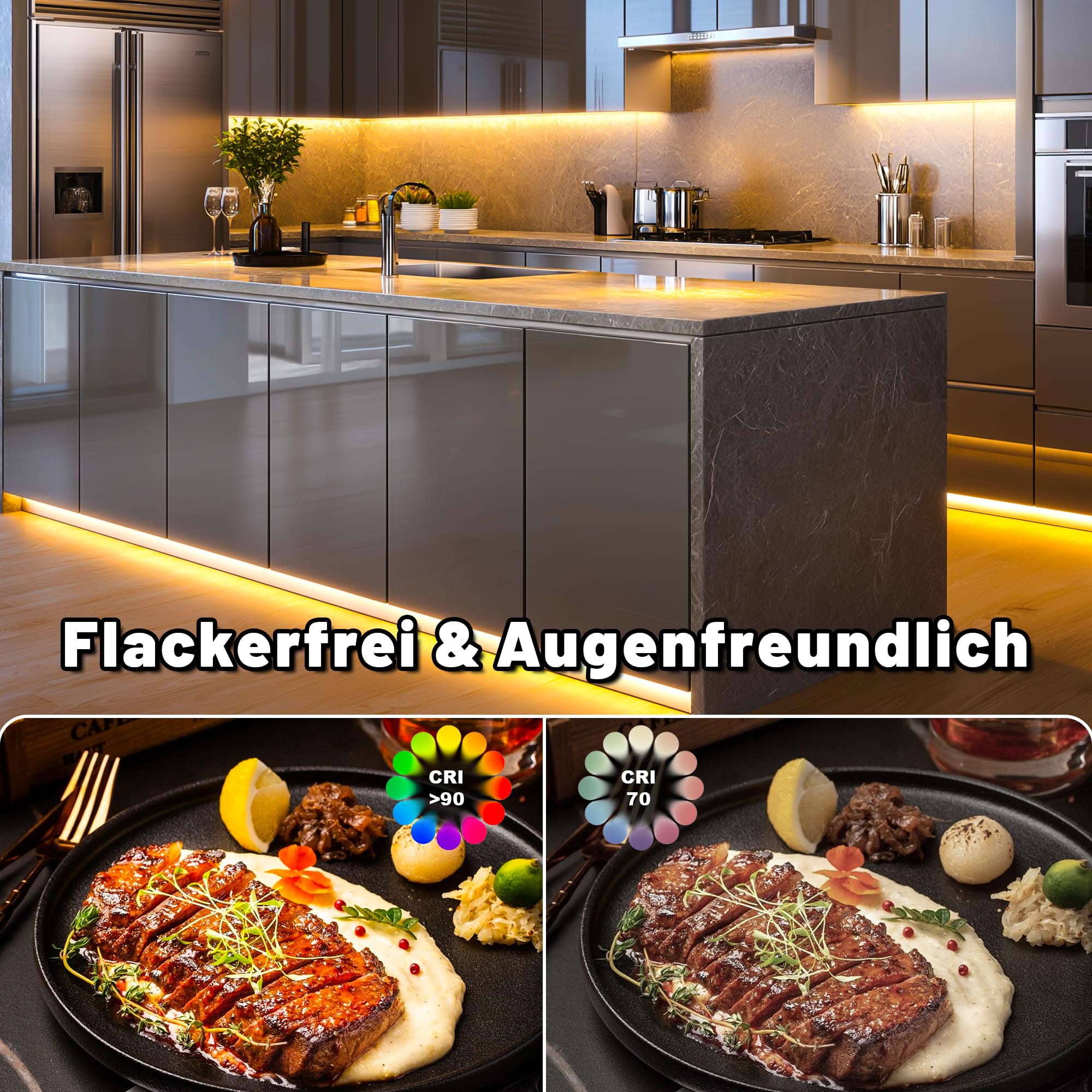 Cozylady COB LED-Streifen, LED-Lichtband 3000K-6000K, 5V-24V dimmbare LED-Leiste, mit Fernbedienung und Stromversorgung, geeignet für die Innendekoration zu Hause, Küche, Spiegel. (Wärmeweiß, 5m)