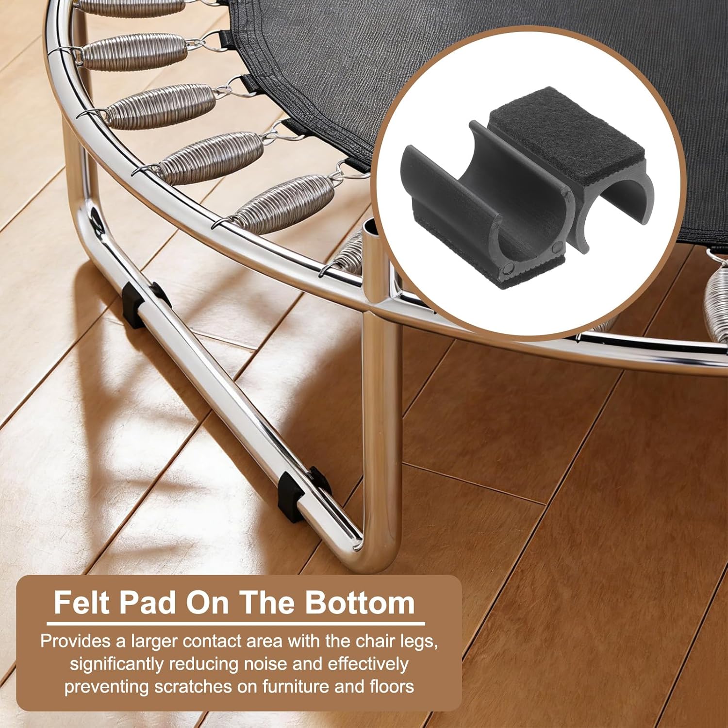 uxcell 8 Pcs Rectangle U Shaped Chair Leg Caps with Felt Pads, Fit 19mm Dia Tubular Legs, Slide Smoothly Furniture Feet Protectors No Scratches No Noise for Hardwood Floors, Black