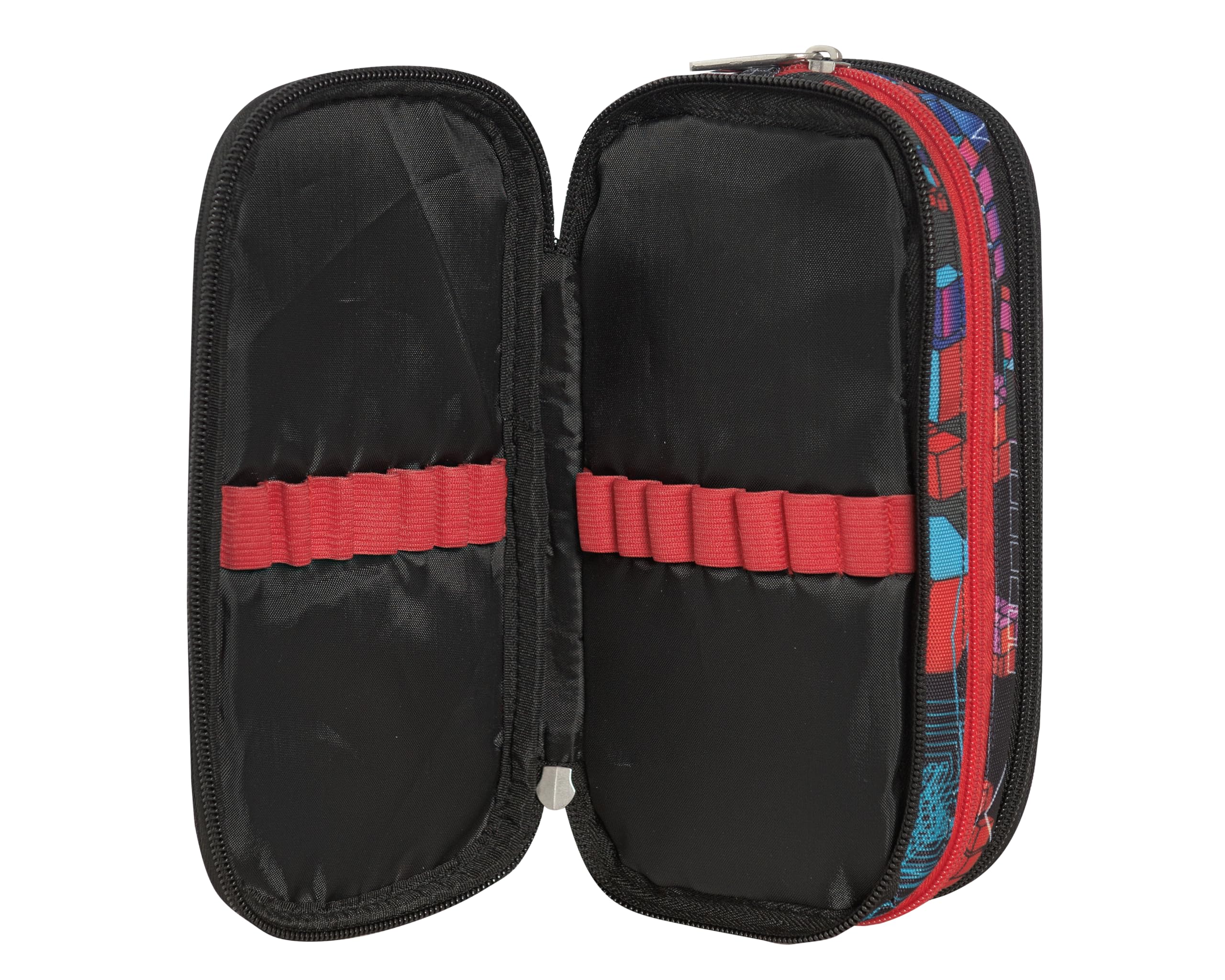 COMIX FLASH - Astuccio Scuola, Astuccio Triple Zip per Bambini e Ragazzi, Ideale per Riporre la Cancelleria, con Pratica Chiusura a Zip e Interno Organizzato, 22,5x11Hx7,5 cm, Cube Wave