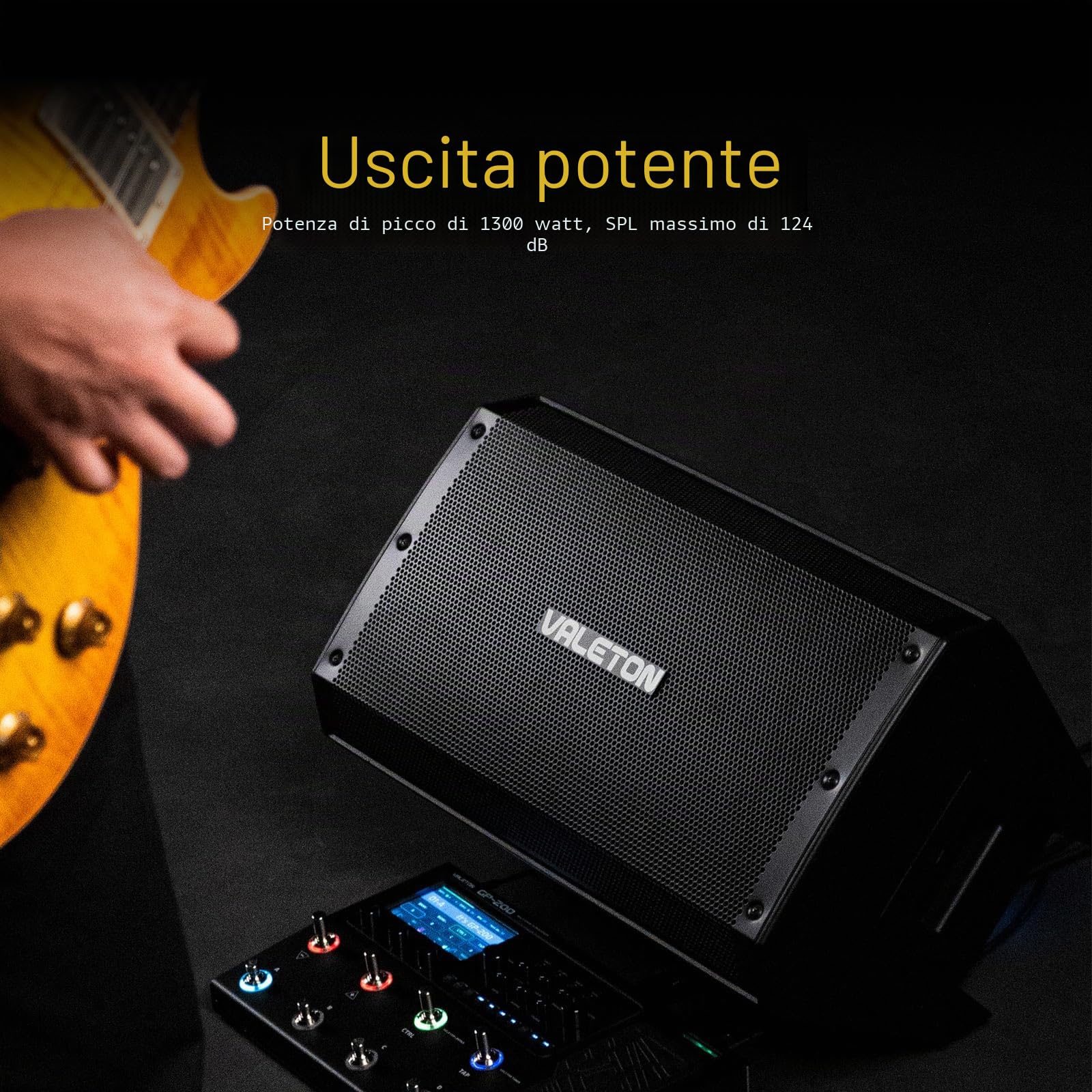 VALETON Altoparlante attivo PA da 10 pollici a 2 vie FRFR 1300 Watt altoparlante attivo per chitarra, basso, multi FX e modellatori amplificatori con cavo per chitarra a spirale