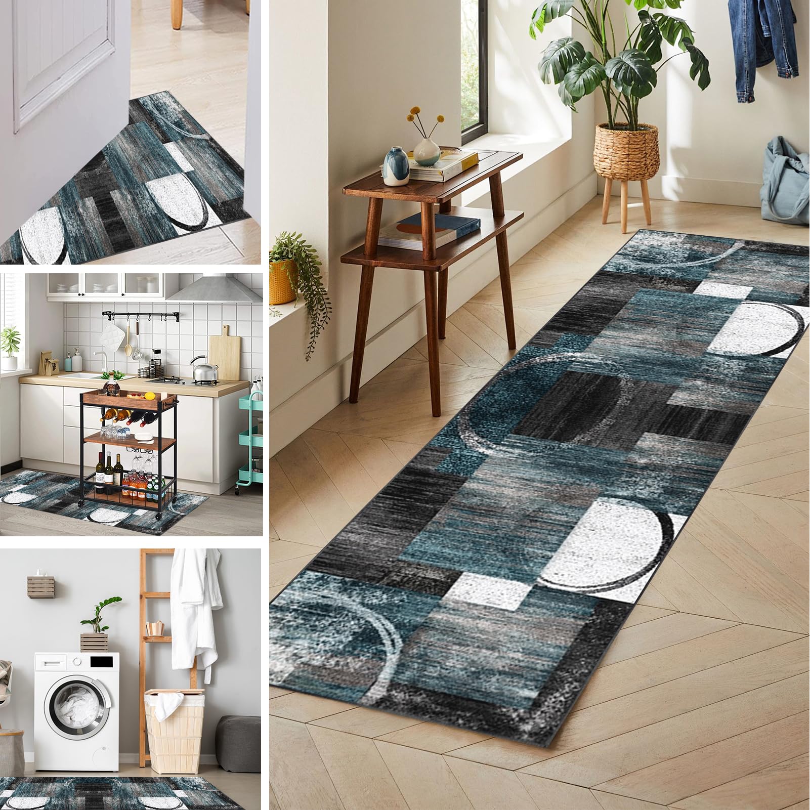 Alfombra estrecha entrada casa lavable de 70 x 260 cm para evitar resbalones en zonas húmedas