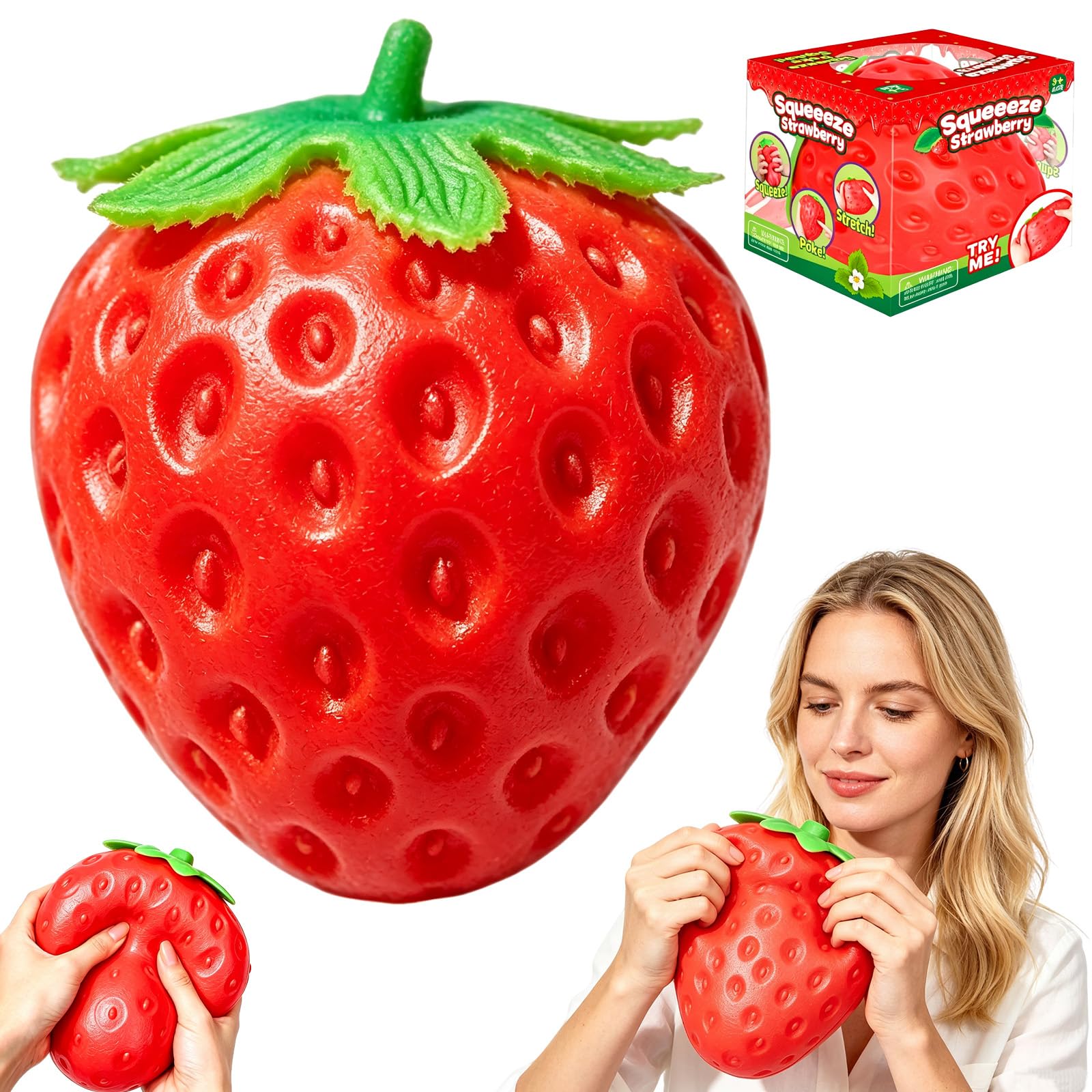Giant Strawberry Squishy Fidget Toy, Strawberry Squishy