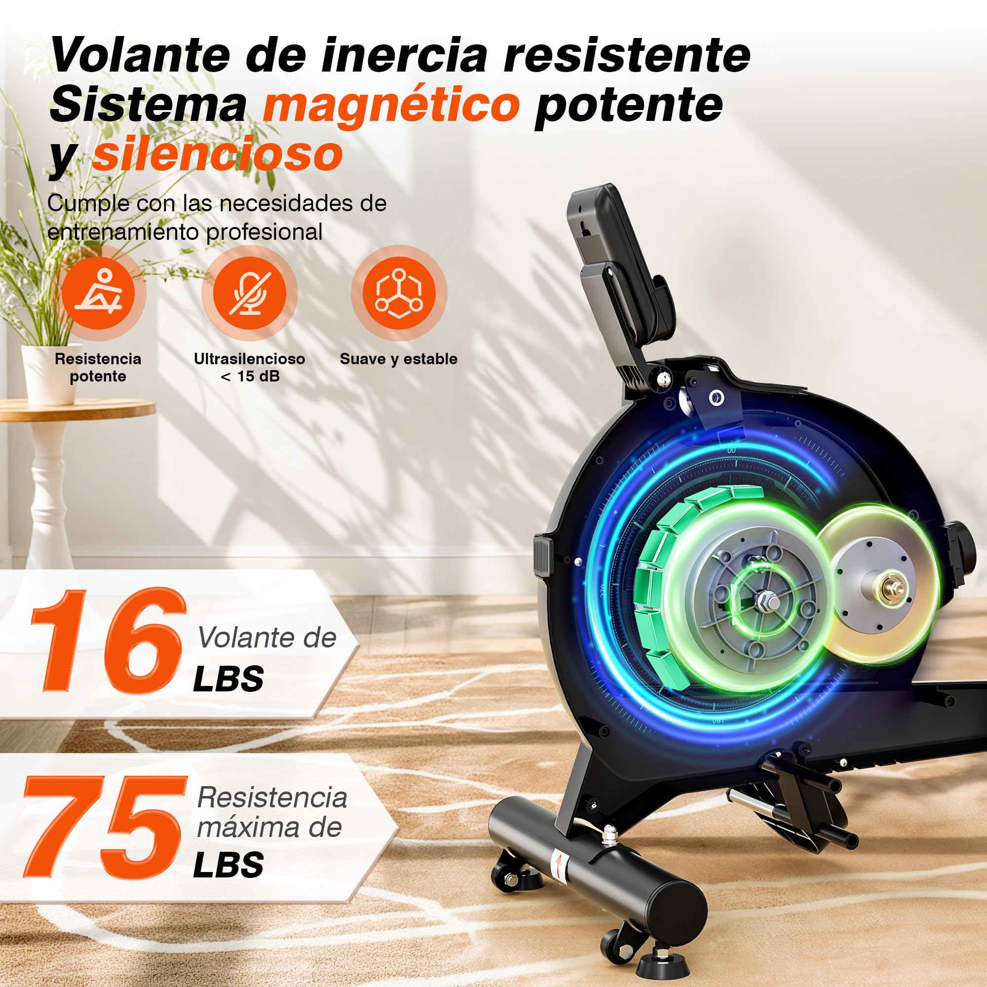 LABGREY Rameur Magnétique D'appartement, Rameur Bluetooth, Écran LCD, Silencieux, Capacité Maximale 158 kg, Idéal pour l’Entraînement Cardio à Domicile