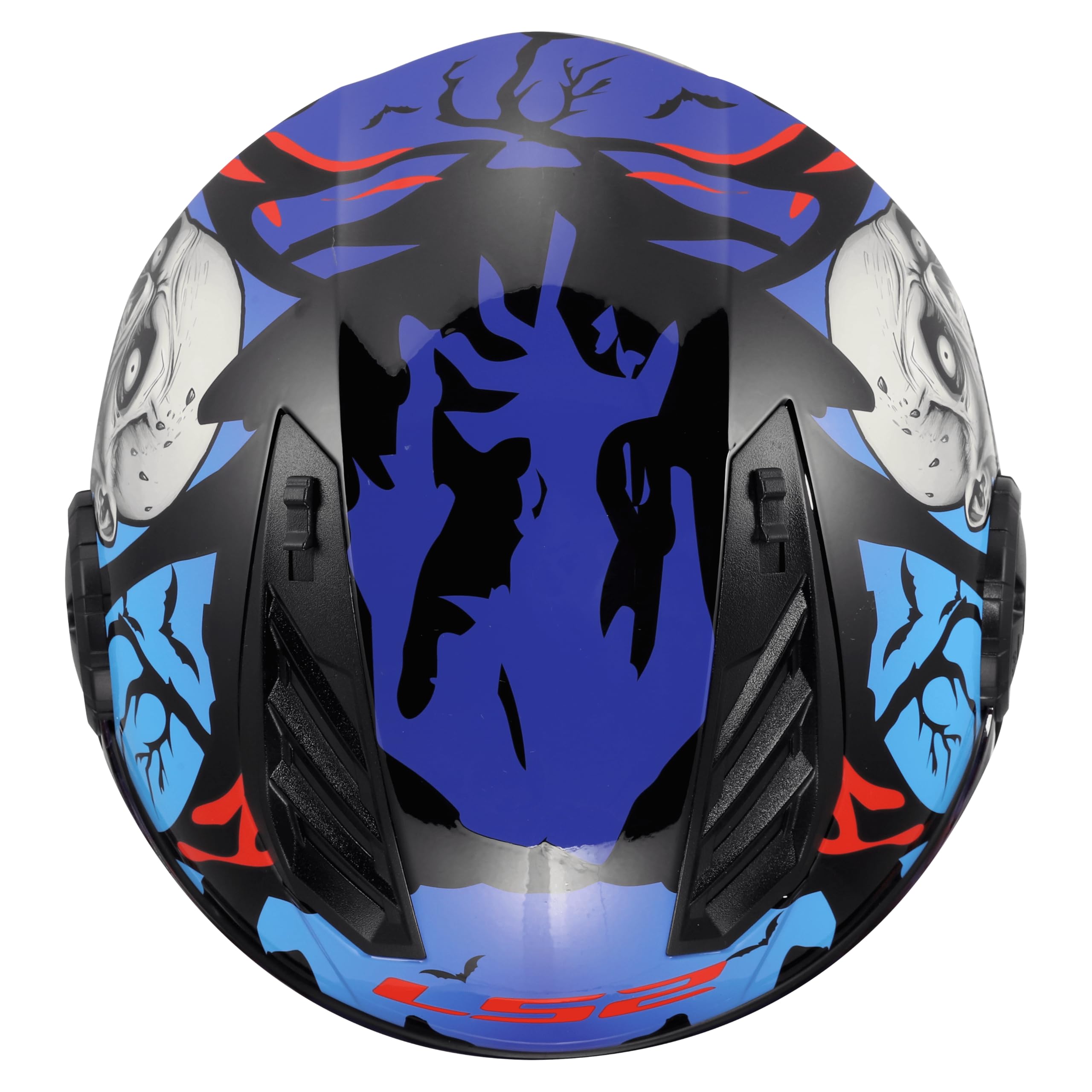 LS2, Casco Moto Jet AIRFLOW II ZOMBIE II Black Red Blue, M