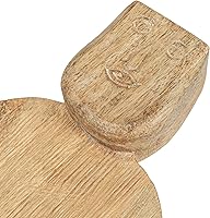 Vista 5 de Creative Co-Op Large Hand-Carved Mango Wood Cheese Slicer and Cutting Board with Face Handle Design and Combed Finish, Natural