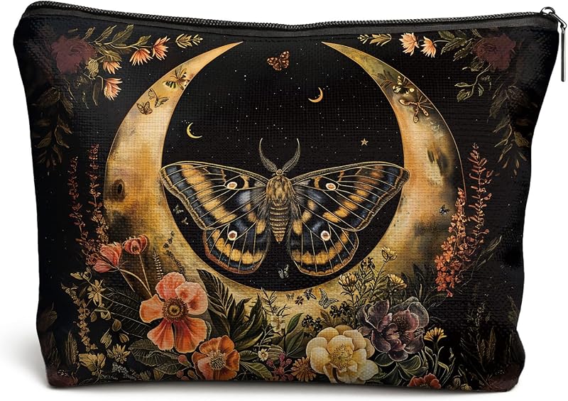 Necessaire de maquiagem retangular DOFQZ com estampa floral e zíper, 25,4 x 18,29 cm, 1 unidade