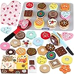 Wooden Cookie Play Food Set for Kids Kitchen Accessories Food Toys for Toddlers 1-3 Pretend Play Slice and Bake Gift for 3 4 5 Years Old Girls and Boys Toddler Learning Toys