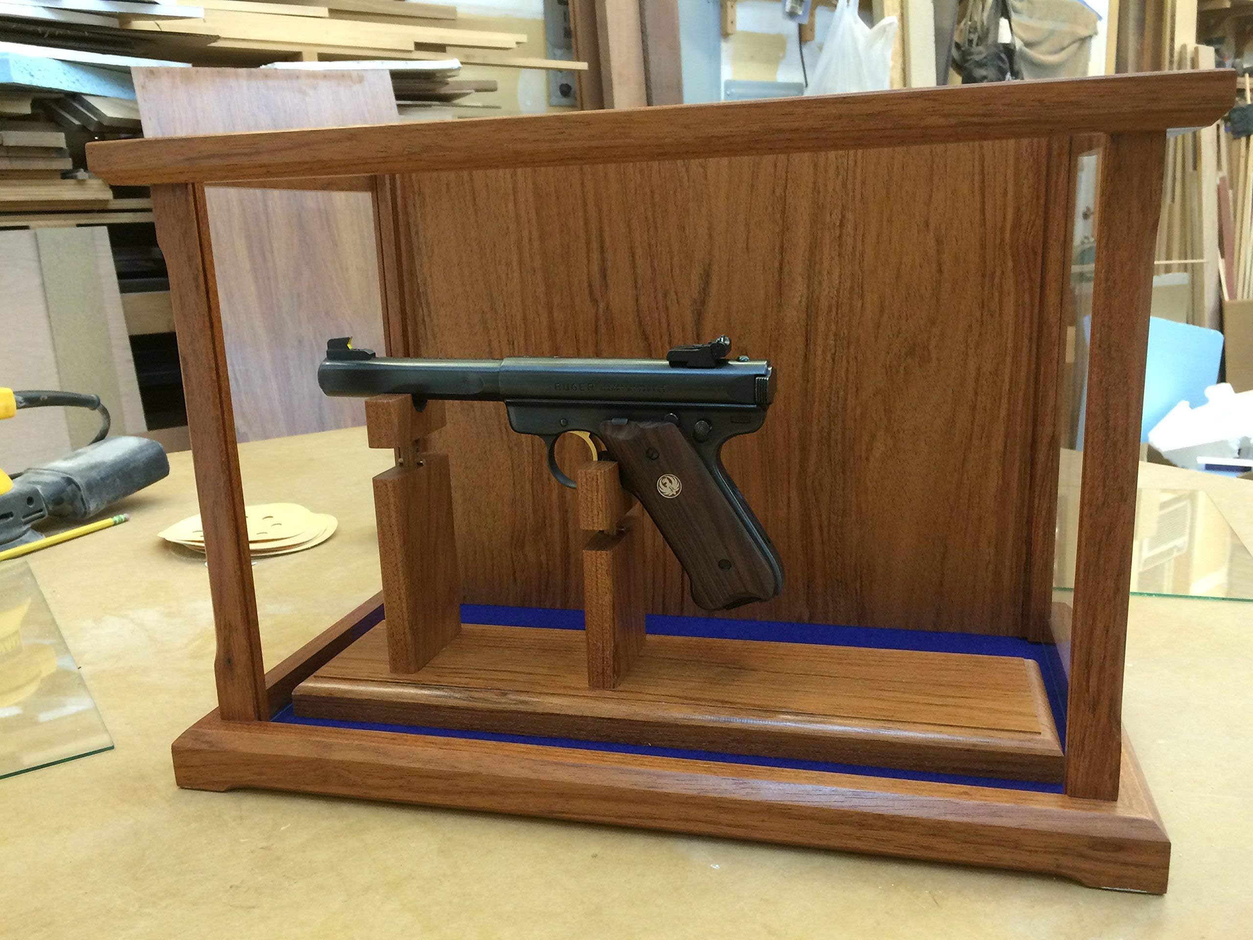 Pistol/Gun Display Case Wood and Glass - Brazilian Cherry