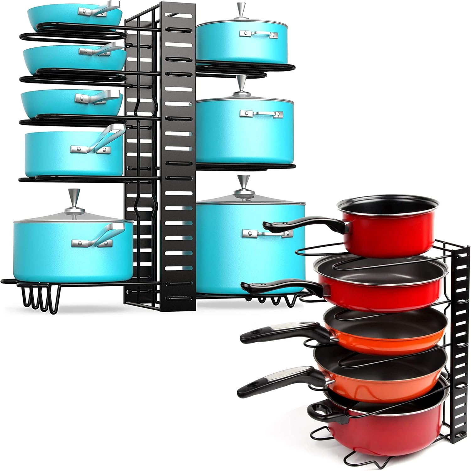 Vdomus Height adjustable pan organizer rack for under