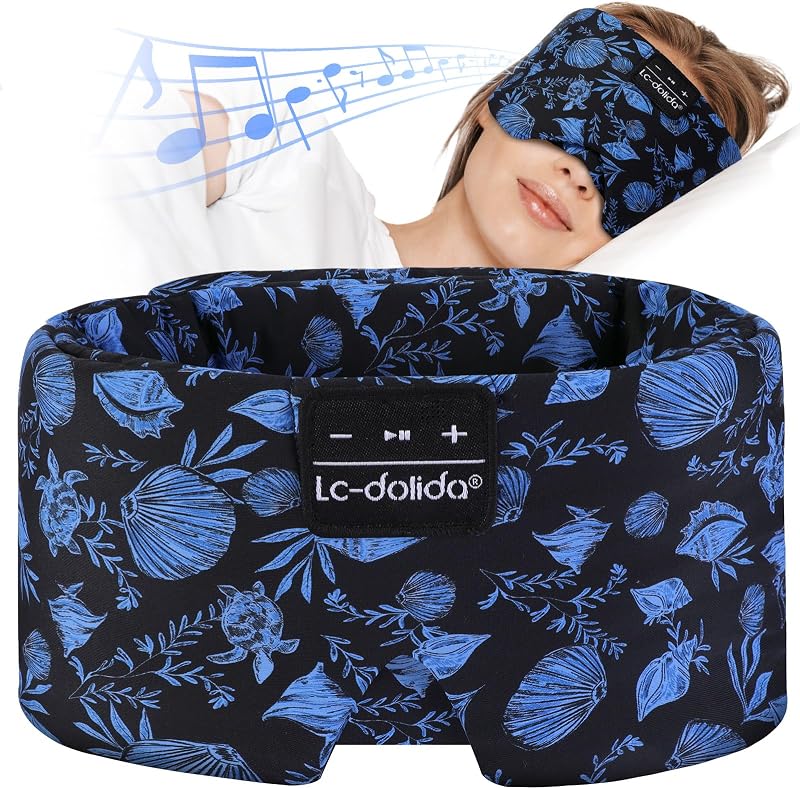 Sleep Mask with Bluetooth Headphones, Extra Large Silk Eye Mask for Sleeping Side Day Sleepers, Sleep Headphones Bluetooth 5.4 for Women Men with Thin Speaker, Blackout, Comfort, Microphone