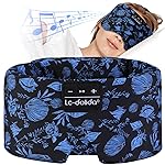 LC-dolida Sleep Mask with Bluetooth Headphones, Extra Large Silk Eye Mask for Sleeping Side Day Sleepers, Sleep Headphones Bluetooth 5.4 for Women Men with Thin Speaker, Blackout, Comfort, Microphone