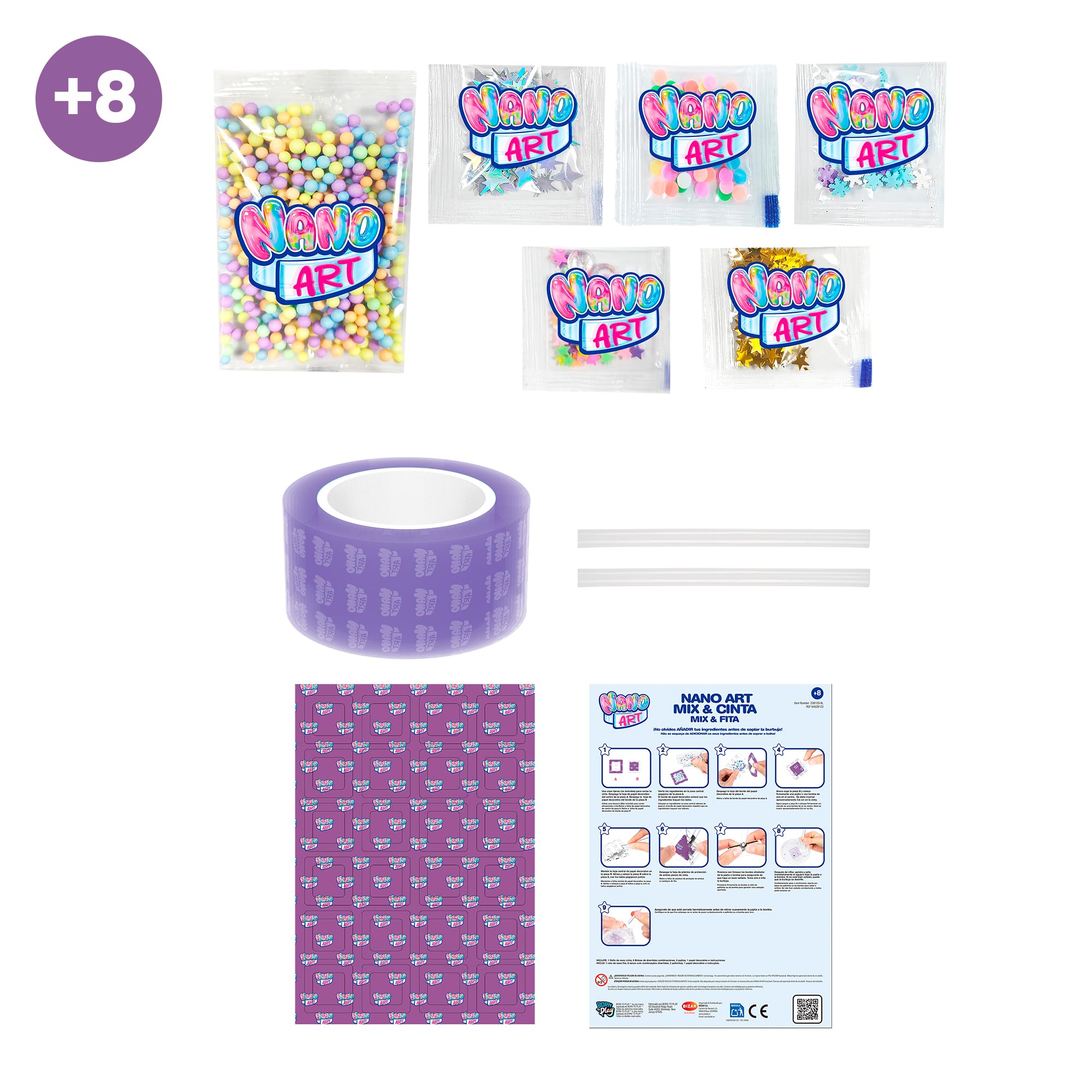 Bizak Nano Art Mix & Cinta, Kit Creativo DIY, Mezcla Texturas y Materiales, Incluye Mixers, Nano Cinta y pajitas, Set artístico para Crear diseños únicos, para niños y niñas Desde 8 años (64528123) — view 2