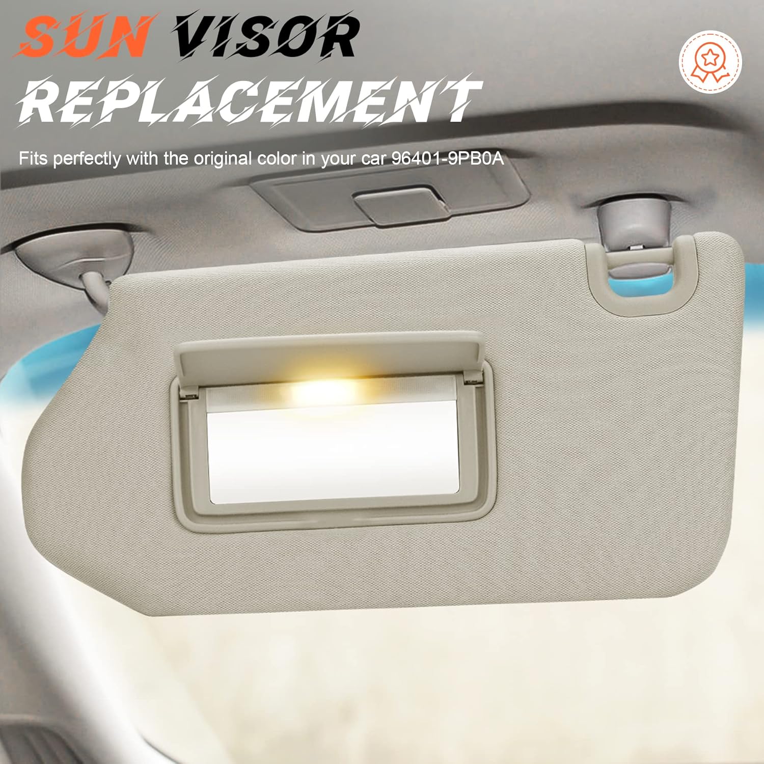 Beige Driver Left Side Sun Visor Replacement Compatible with Nissan Pathfinder 2013-2018, Infiniti QX60 2014-2017, Infiniti JX35 2013 Replace 96401-9PB0A