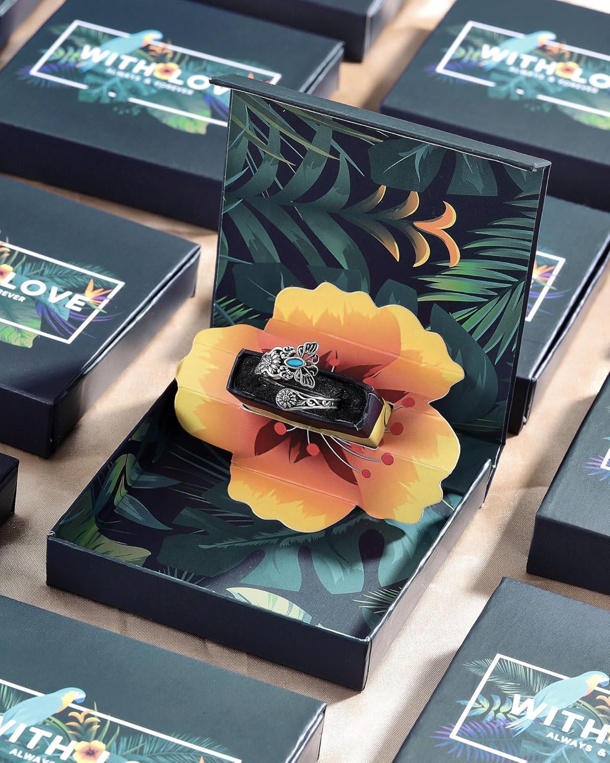 S925-Sterling-Silver Abalone Dragonfly-Turquoise Spoon Ring - Vintage Boho Sunflower Thumb Oxidized Wrap Rings Victorian Style Antique Floral Jewelry Gifts for Women - Image 5