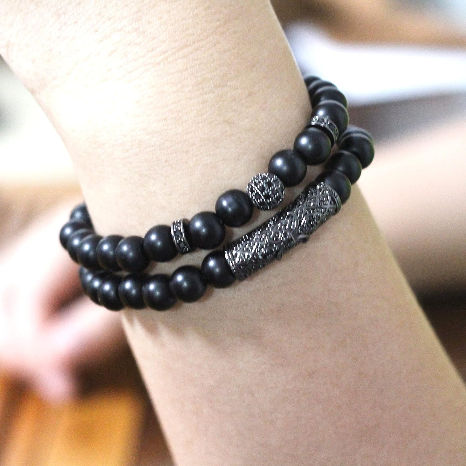 2Pcs Healing Crystal Beaded Bracelet for Men Women Handmade 8MM Beads Stretch Bracelet Protection Bracelets Bring Good Luck Prosperity and Happiness Gifts for Men Women - Image 6