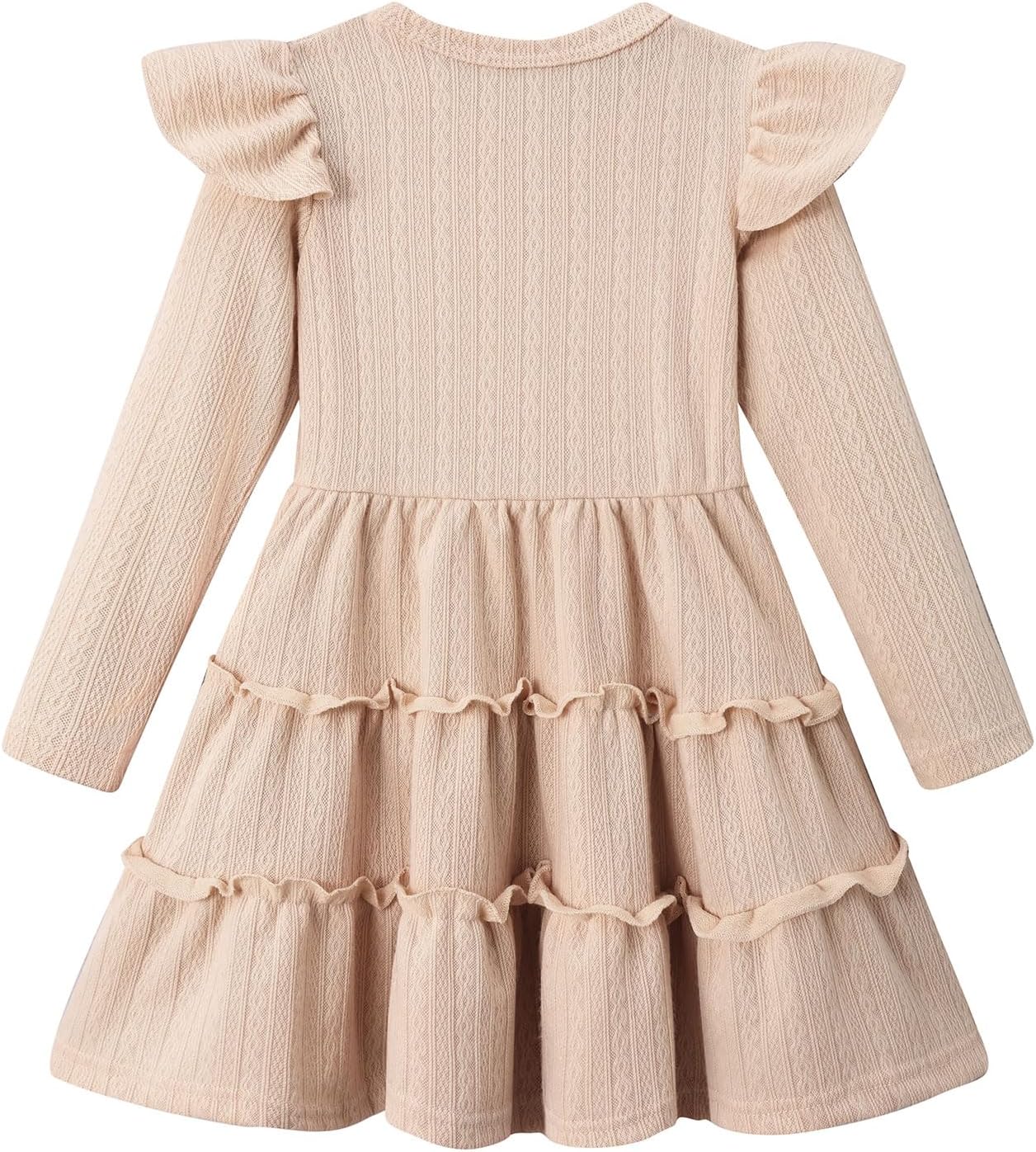 Toddler Baby Girl Long Sleeve Dress Girls Ruffle Sleeve A-Line Swing Fall Winter Dresses - Image 3