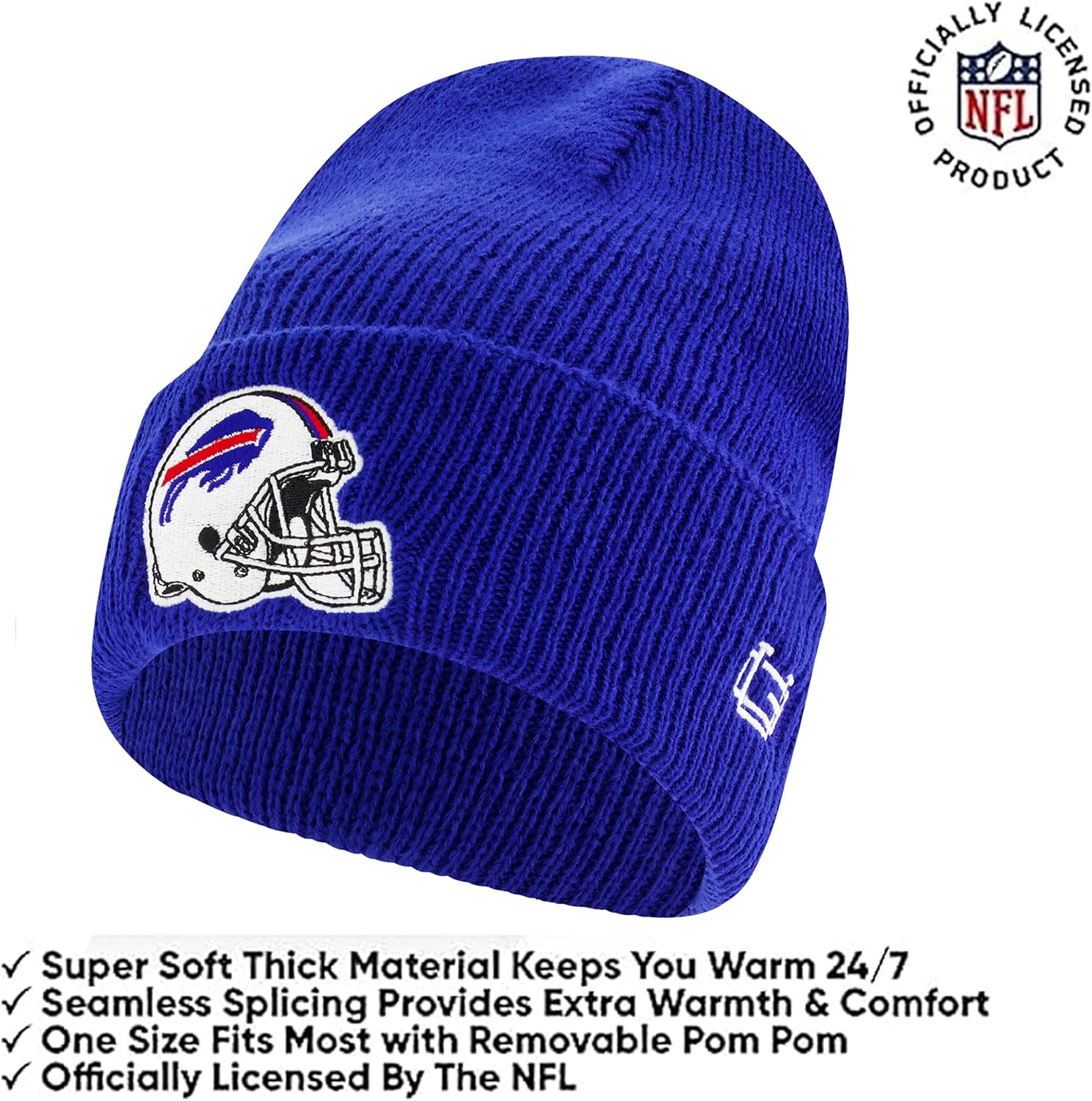 Ultra Game Adults NFL Official Super Soft Heritage Logo Winter Beanie Knit Hat with Extra Warm Touch Screen Gloves