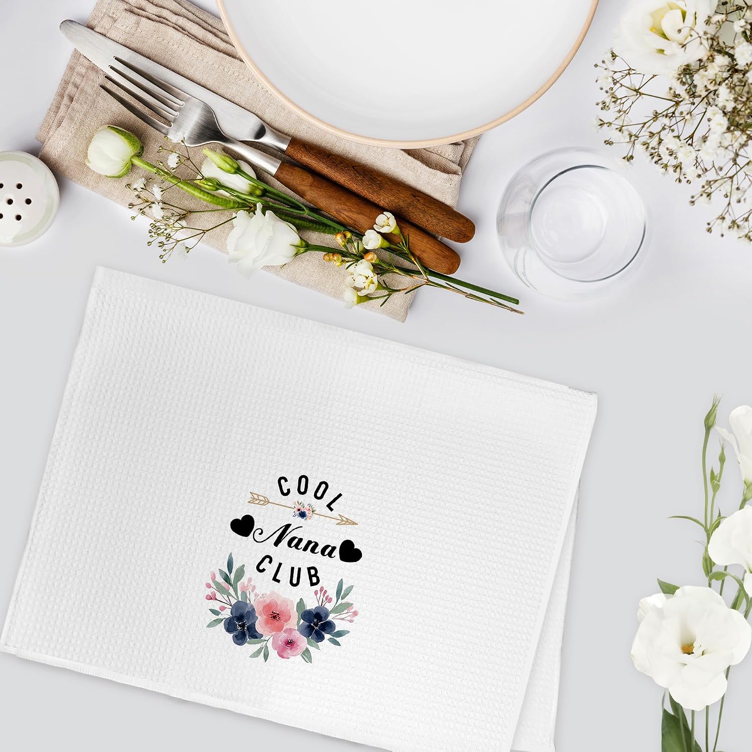 Cool Nana Club Gifts Kitchen Towels, Mothers Day Birthday Gifts for Nana from Grandkids, Grandma Gift Hand Towels, Gift for Grandmother Hand Dish Tea Towel for Kitchen Bathroom, 16x24 Inch image 3