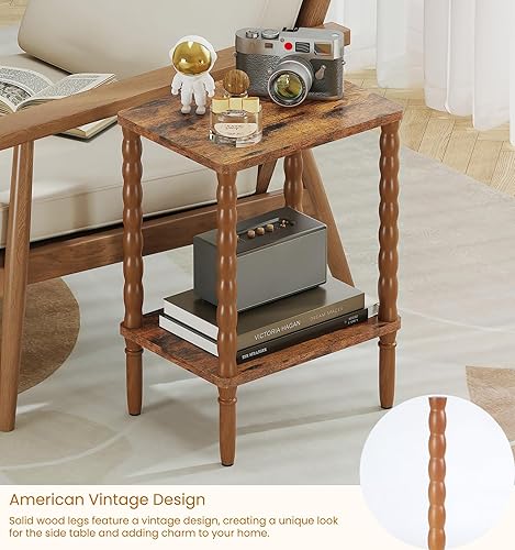 Miniatura 7 de Mesa auxiliar pequeña, mesa auxiliar retro, mesa auxiliar estrecha para espacios pequeños, mesita de noche delgada para dormitorio, sala de estar,