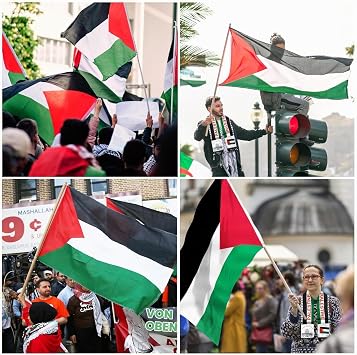 Palestine Flag 150 x 90 cm Palestine Flag Scarf 135 x 14 cm Palestine Flag Badge Palestinian Flag Scarf Flags Palestinian with Eyelets Weatherproof Flags for Outdoor Use