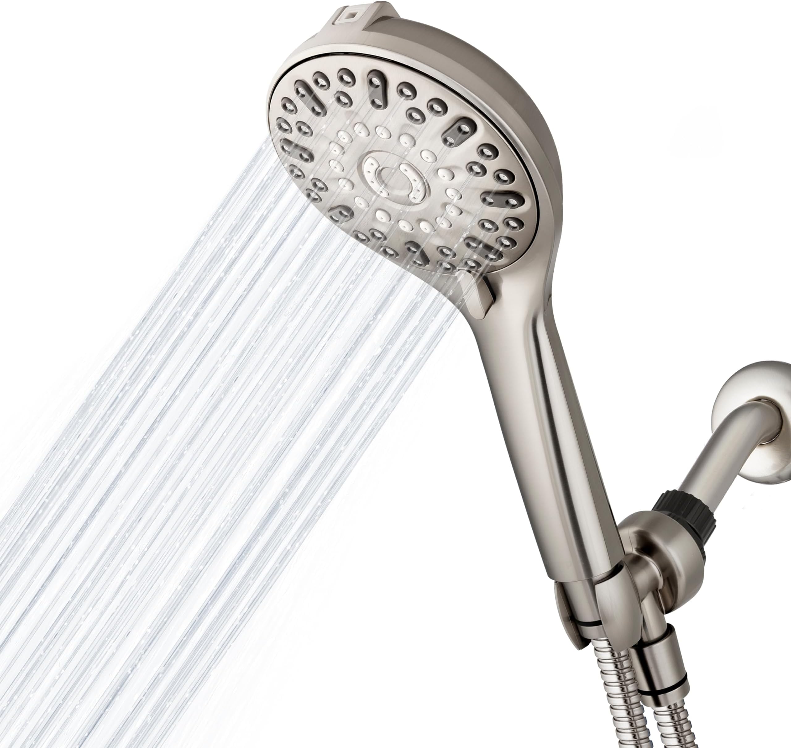 ShowerClean Pro Hand Held Shower Head High Pressure Rinser With Built-in Power Jet -Wash, Shower -Cleaner In Brushed Nickel, QCM-769ME
