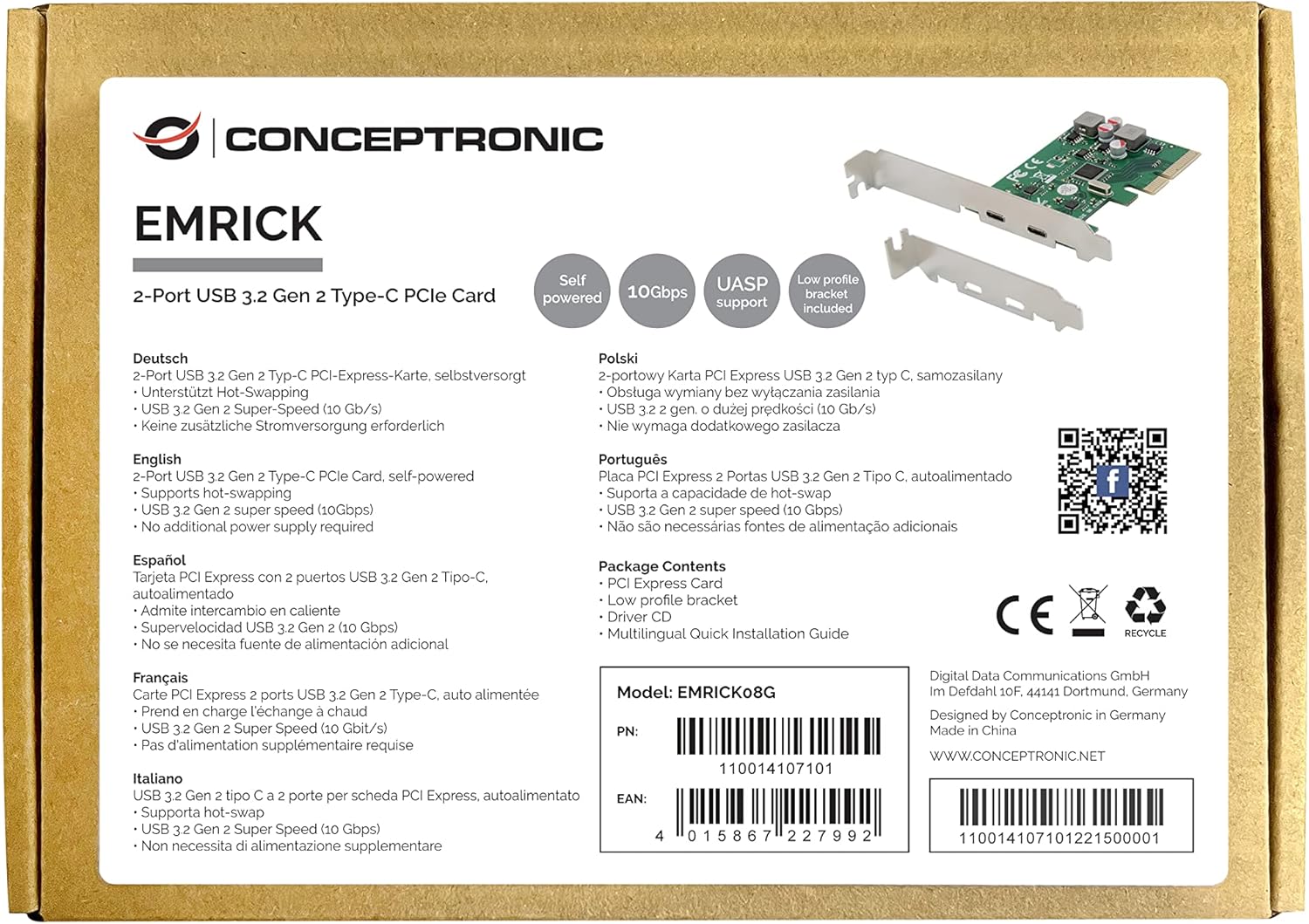 2-Port USB 3.2 GEN 2 Type-C PCIE