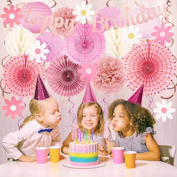 Kit Decoración Fiesta Rosa Cumpleaños 29 Piezas miniatura 5