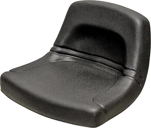 Asiento de cubo de acero con respaldo bajo de 10 pulgadas para cortadoras de césped, minicargadora, montacargas, equipo de césped, vinilo negro,