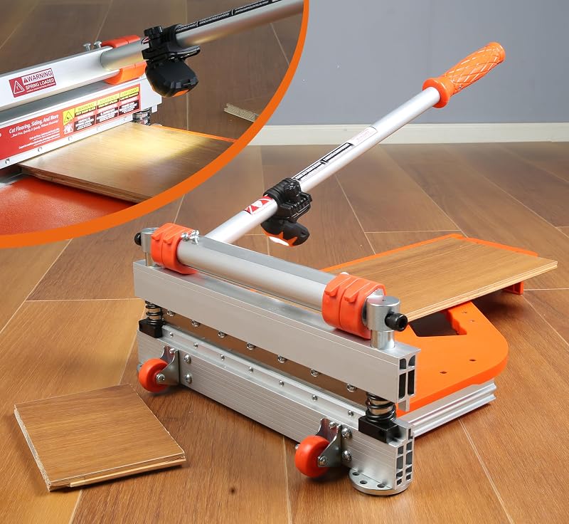 Cortador de suelo de vinilo CUTTEREX, cortador de tablones de vinilo de 13"con ruedas – Corte fácil de ángulo y longitud, herramientas de suelo - Corta suelo de vinilo, madera de ingeniería, LVP, LVT, VCT, SPC, WPC, luz LED/cuchilla HSS