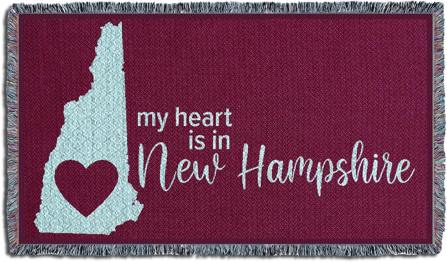 Pure Country Weavers My Heart is in New Hampshire Blanket - Gift Tapestry Throw for Back of Couch or Sofa - Woven from Cotton - Made in the USA (61x36)