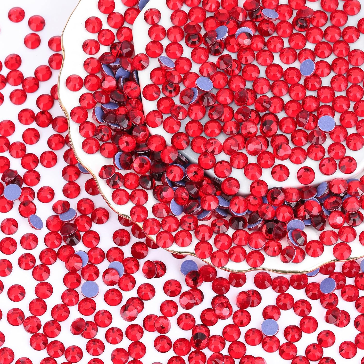 12000PCS Crystal Hotfix Rhinestones Bulk, Flatback Glass Hot Fix Rhinestones for Clothing, Crafts, DIY Decor Iron-On Rhinestone for Fabric(Red SS10)