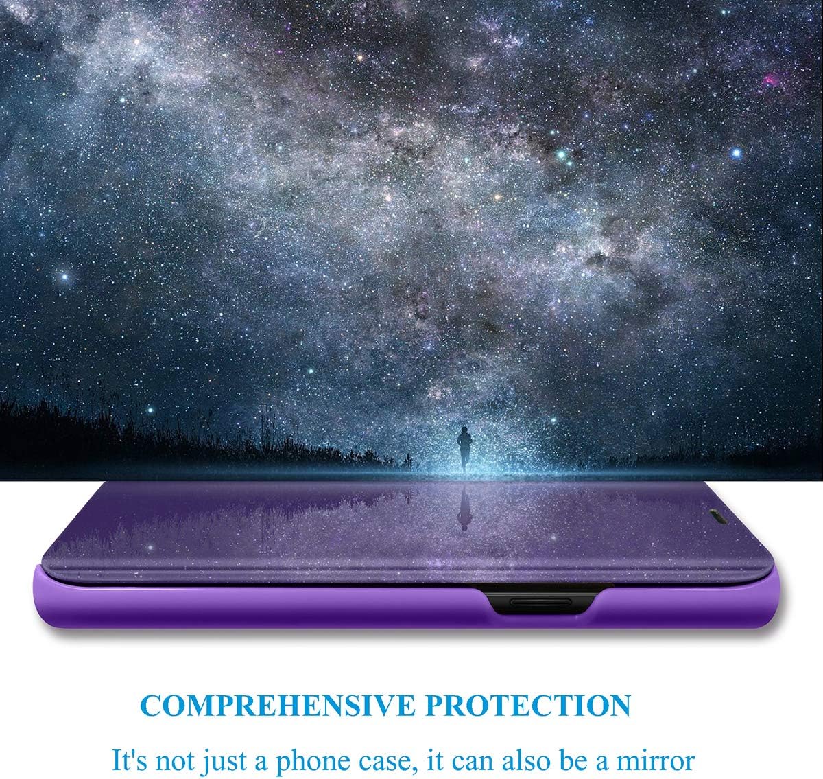 Pacyer Mirror Case Compatible with Samsung Galaxy Note 10 Plus/Pro, Slim Clear S-View Flip Leather Holder Phone Cover with Kickstand Hard Anti-Scratch PC Cover for Galaxy Note 10 Plus/Pro