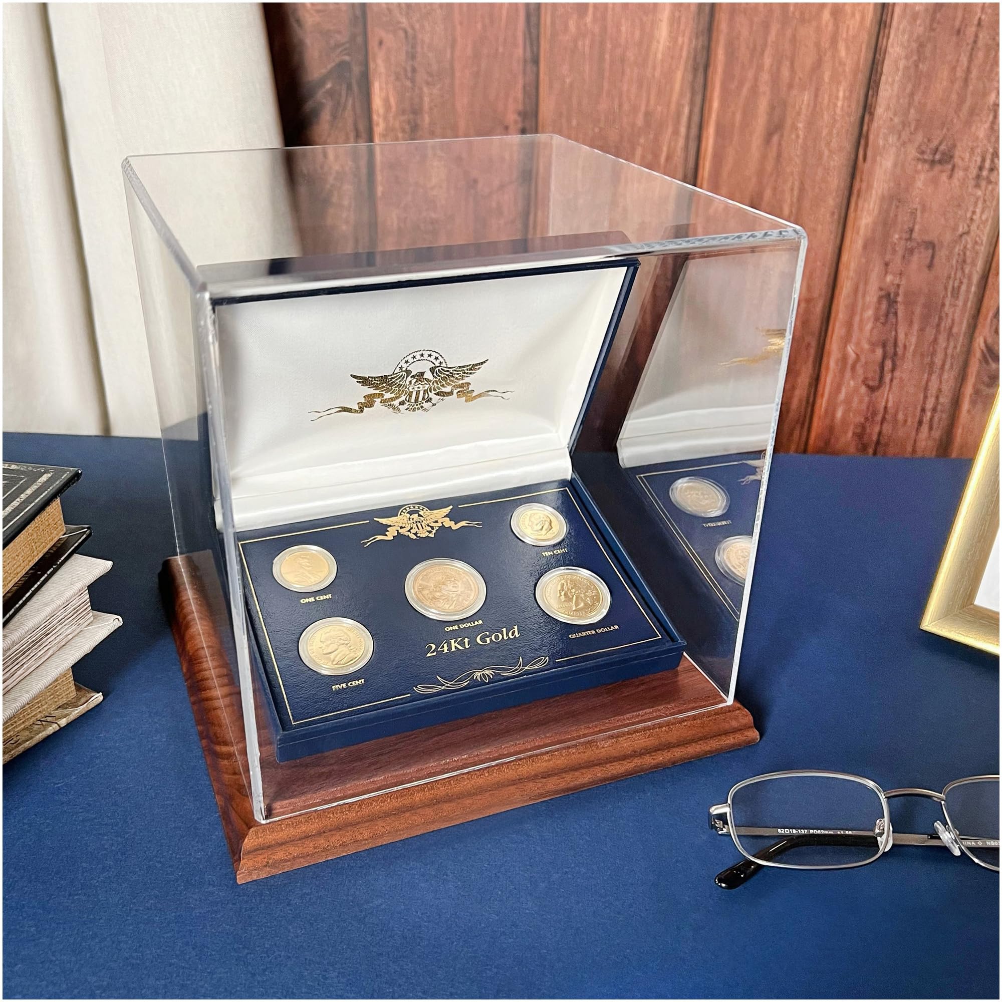 Plymor Clear Acrylic Display Case with Hardwood Base, 7