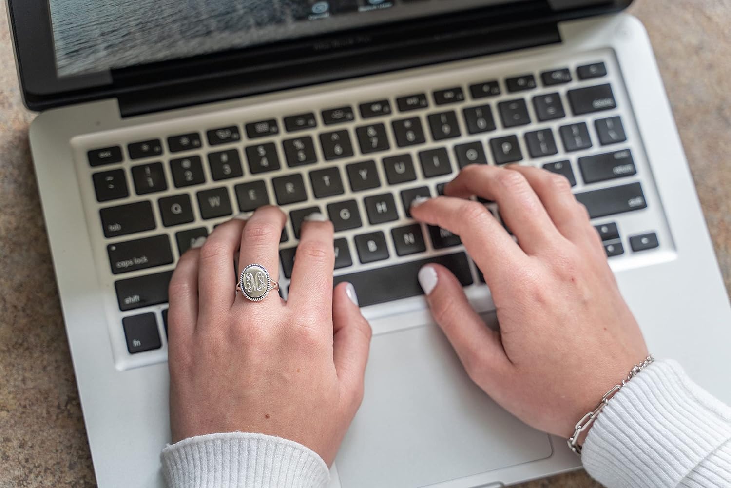 The Personal Exchange Nautical Rope Monogram Oval Sterling Silver Ring - Image 5