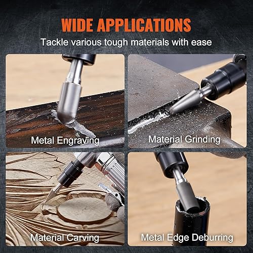 Miniatura 6 de VEVOR Kit de amoladora de troqueles de aire, amoladora de ángulo recto con amoladora de troquel y juego de 10 fresas de carburo de un solo corte,