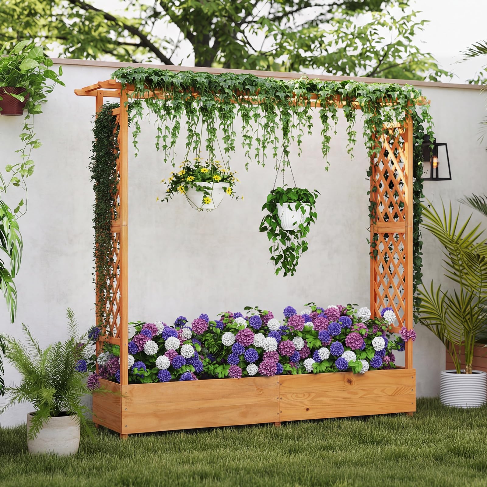 Amazon.com: Giantex Set of 2 Raised Garden Bed with Trellis