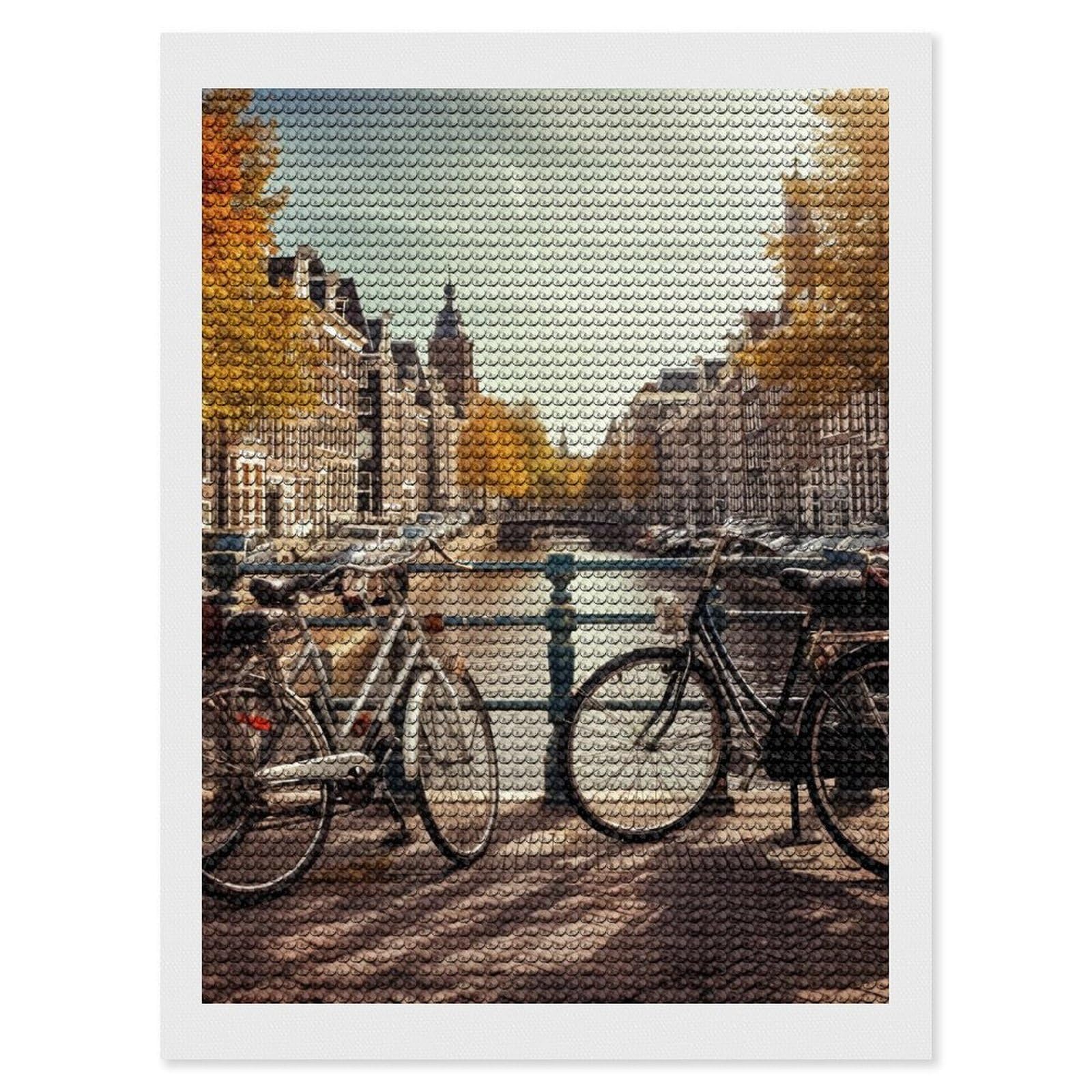 DWVTSLH Bicycles Diamond Painting Kits for Adults, Personalized Diamond Photo Art Full Drill, DIY 5D Diamond Art Painting Kits for Beginners, Home Wall Decor 12"x16"