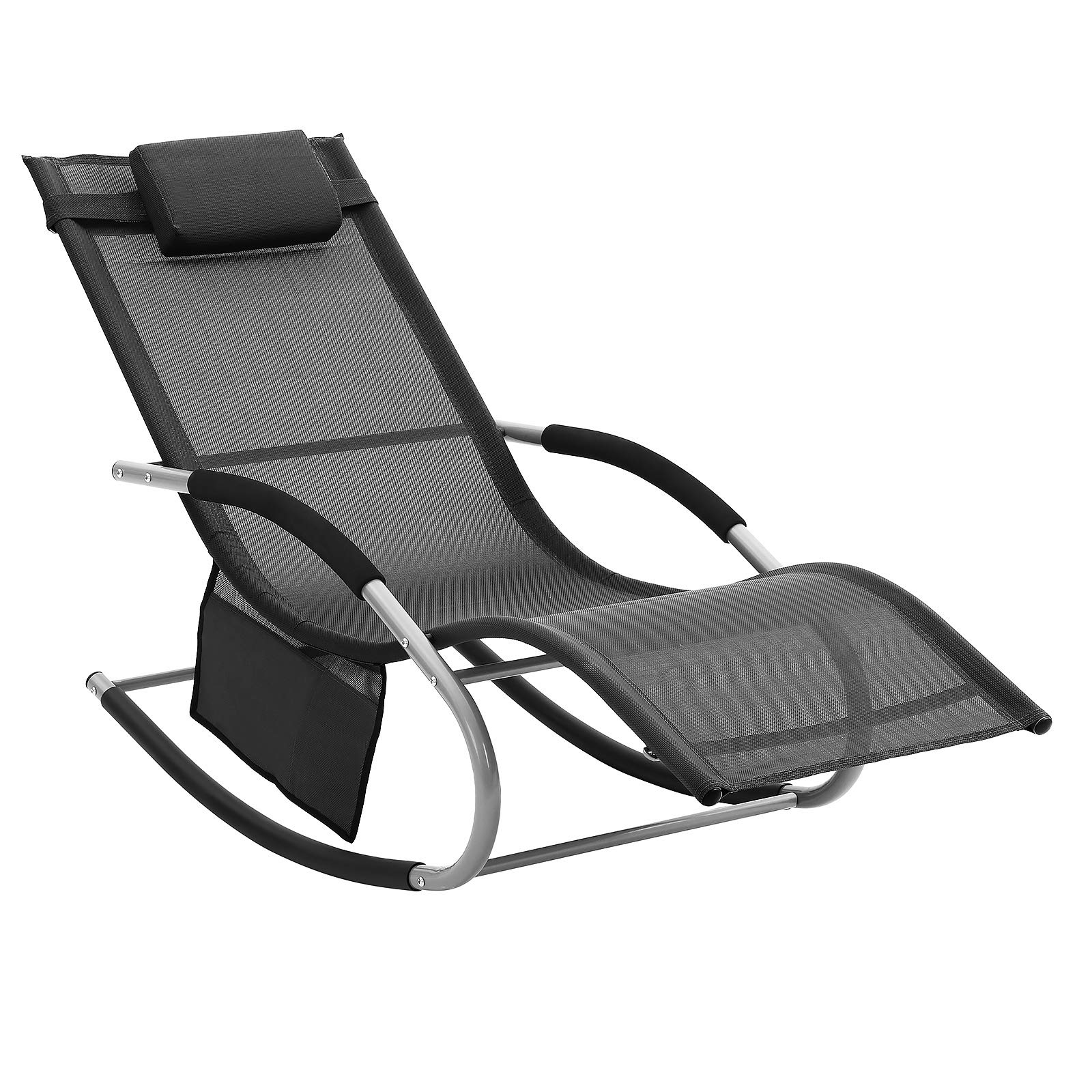 Songmics Sun Lounger Rocking Chair With Headrest And Side Pocket
