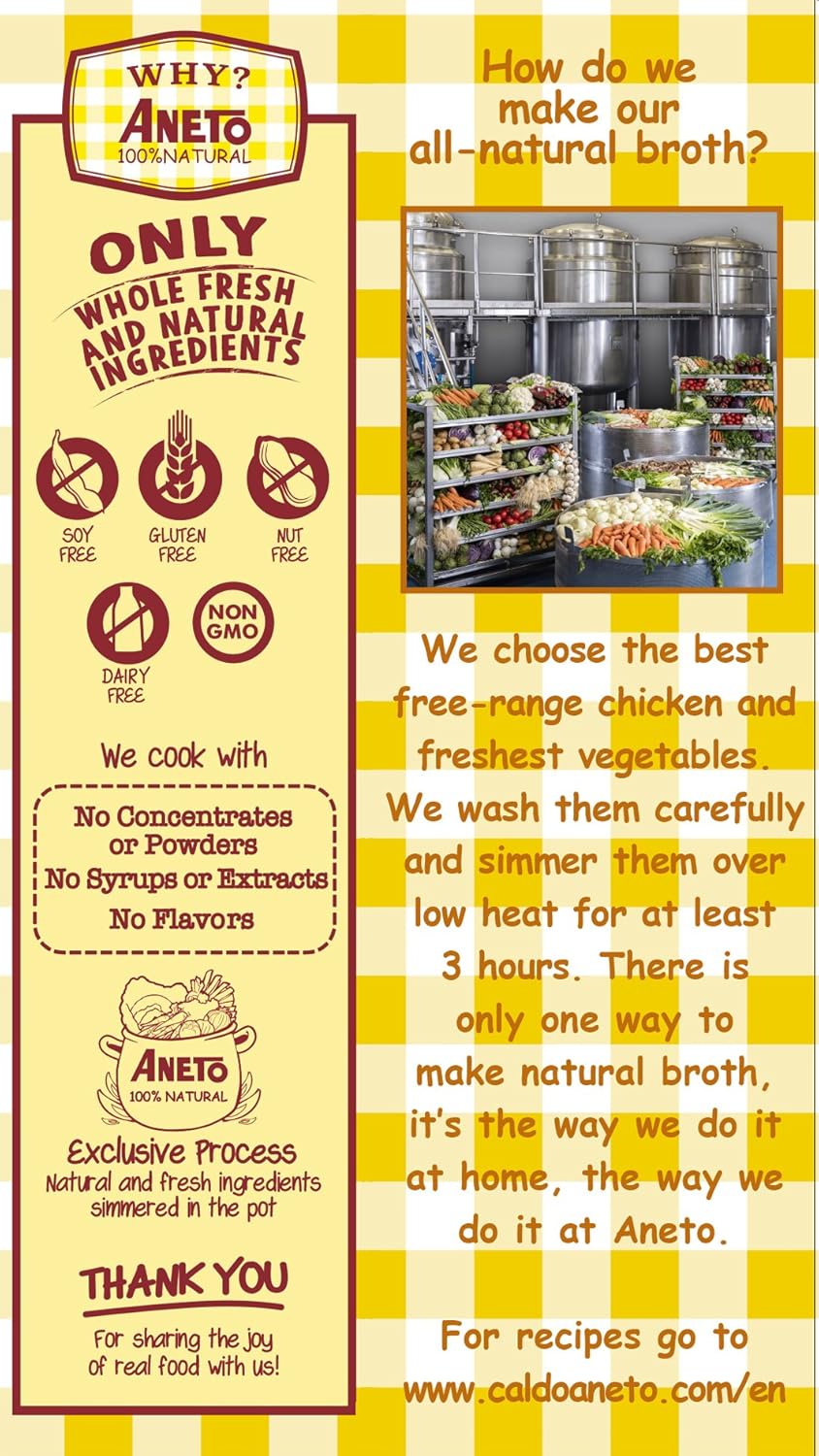 Aneto 100% Natural Chicken Broth, 33.83 Ounce (6 Pack)
