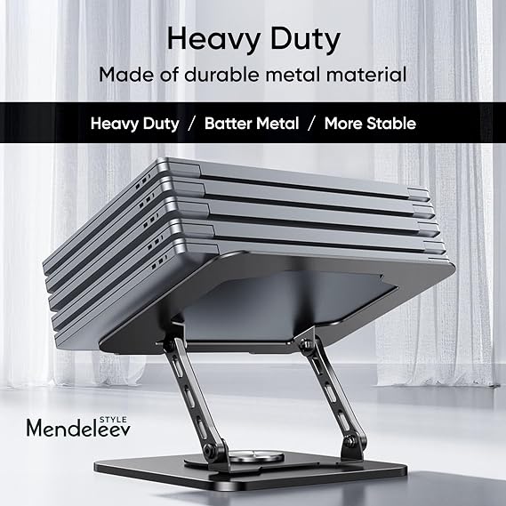 Grey 360 Rotating Foldable Adjustable Laptop Stand, Fits Up to 16 Inches