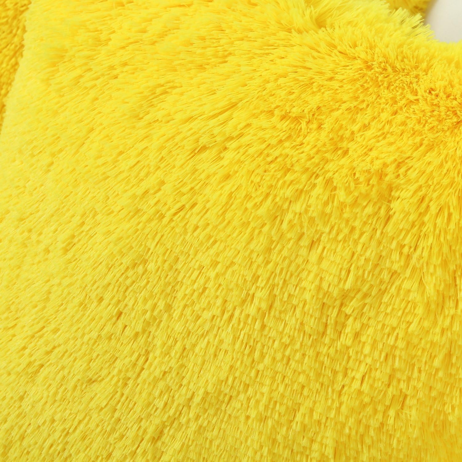 CaliTime Pack of 2 Super Soft Throw Pillow Covers Cases for Couch Sofa Bed Solid Plush Faux Fur 18 X 18 Inches Maize Yellow