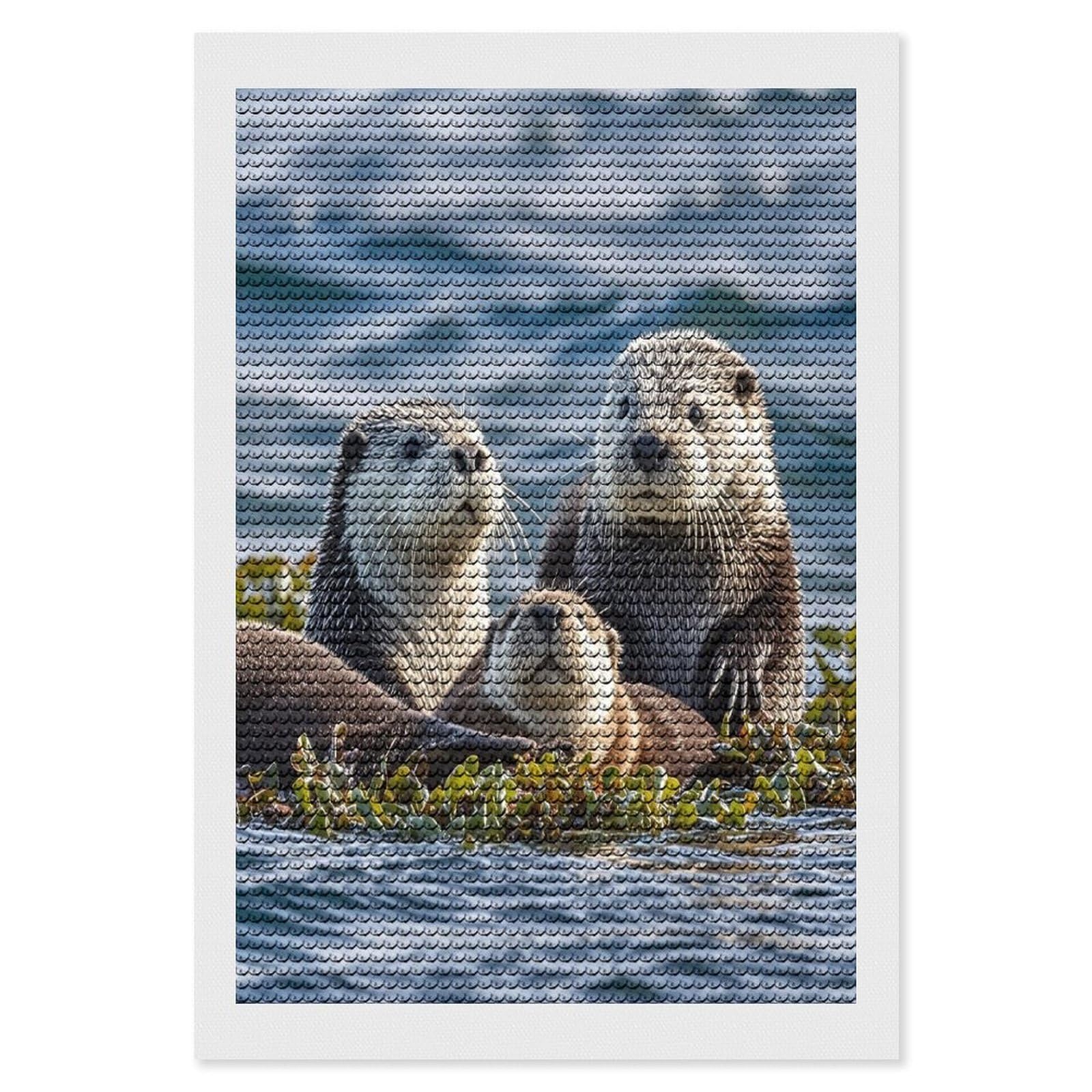 FekiLoot Sea Otters Diamond Painting Kits for Adults Round Paint with Diamonds Pictures Gem Art Painting Kits Personalized Diamond Art Full Drill for Beginners Home Wall Decor