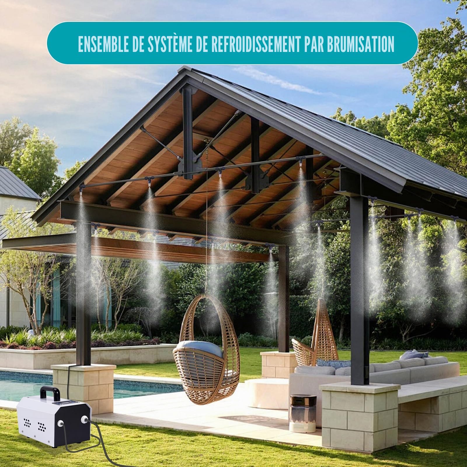 Système de Refroidissement par Brouillard Haute Pression avec Pompe intérieure, pulvérisateur extérieur pour Serre, système de forêt Tropicale