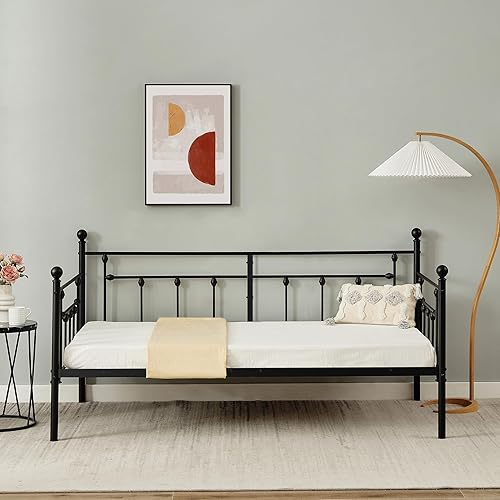 Miniatura 60 de VECELO - Marco de sofá cama de metal prémium, soporte de listones de acero, cabecera de patas fuertes, base de colchón, muebles multifuncionales