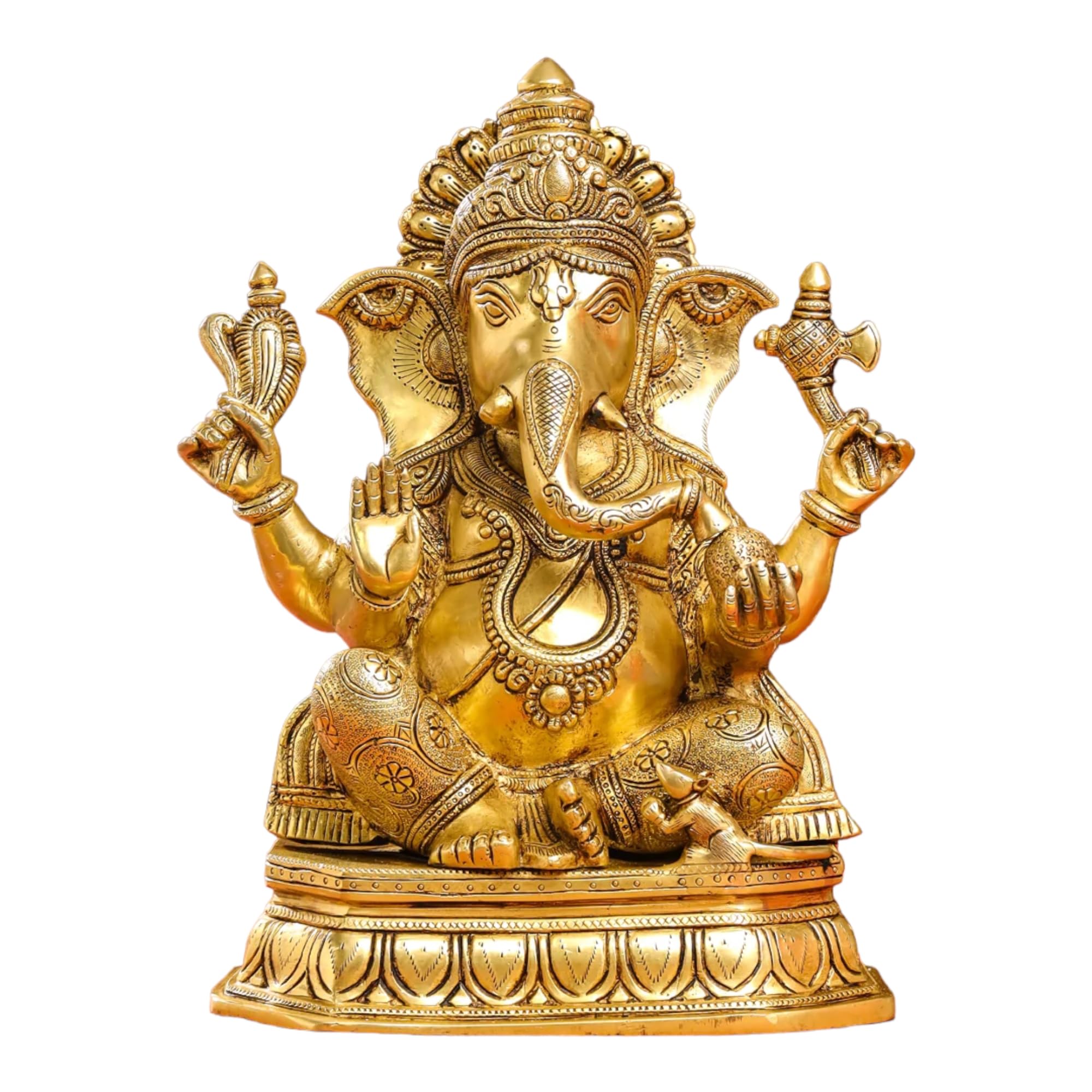 Ashtadhatu-Brass Shri Ganesh Idol || Lord's Ganesh Bhagwan Idol || Ganpati Idol Figurine for Home, Office and Gifting Purpose Sculpture (10 Inch Height)