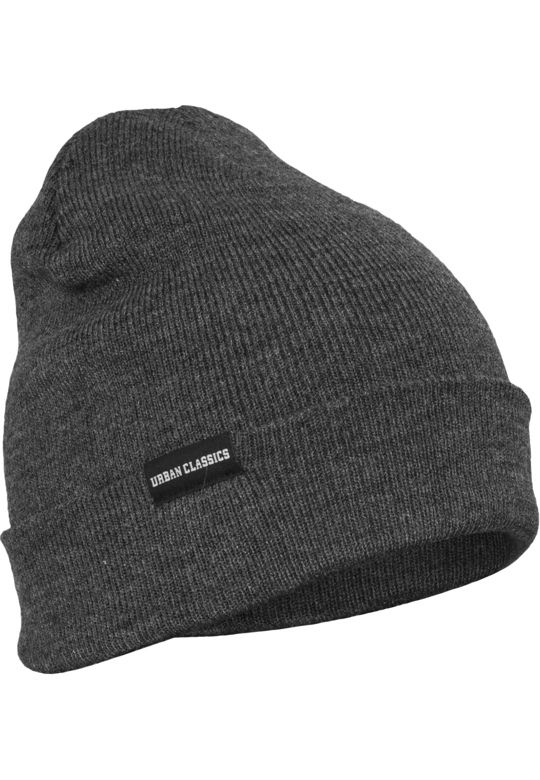 Urban Classics Mens Basic Flap Beanie Knitted Hat, Charcoal