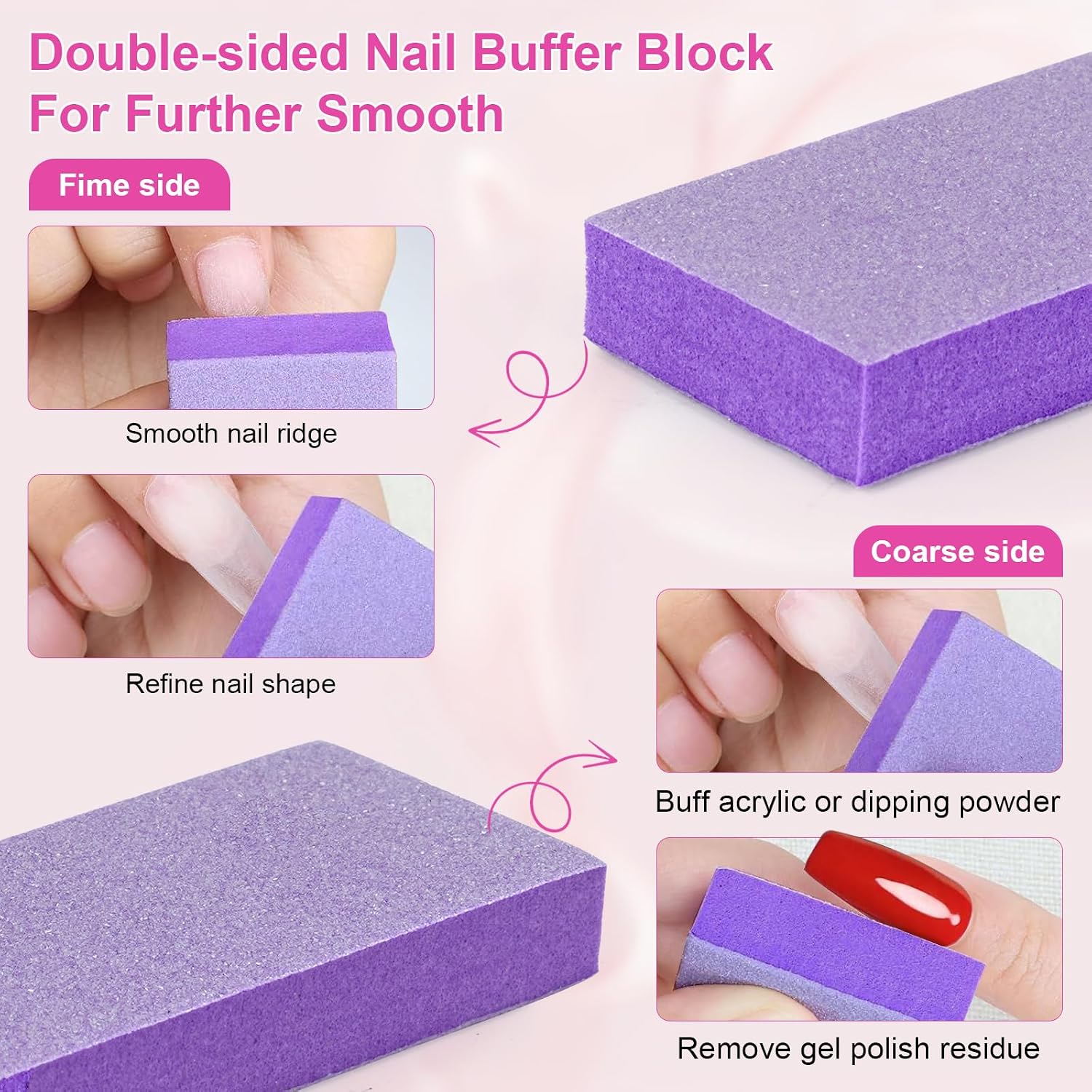 Canvalite Nail Files and Buffers, 2 Pack Professional Emery Boards, 100/180 Grit Nail File for Natural and Acrylic Nails, Black